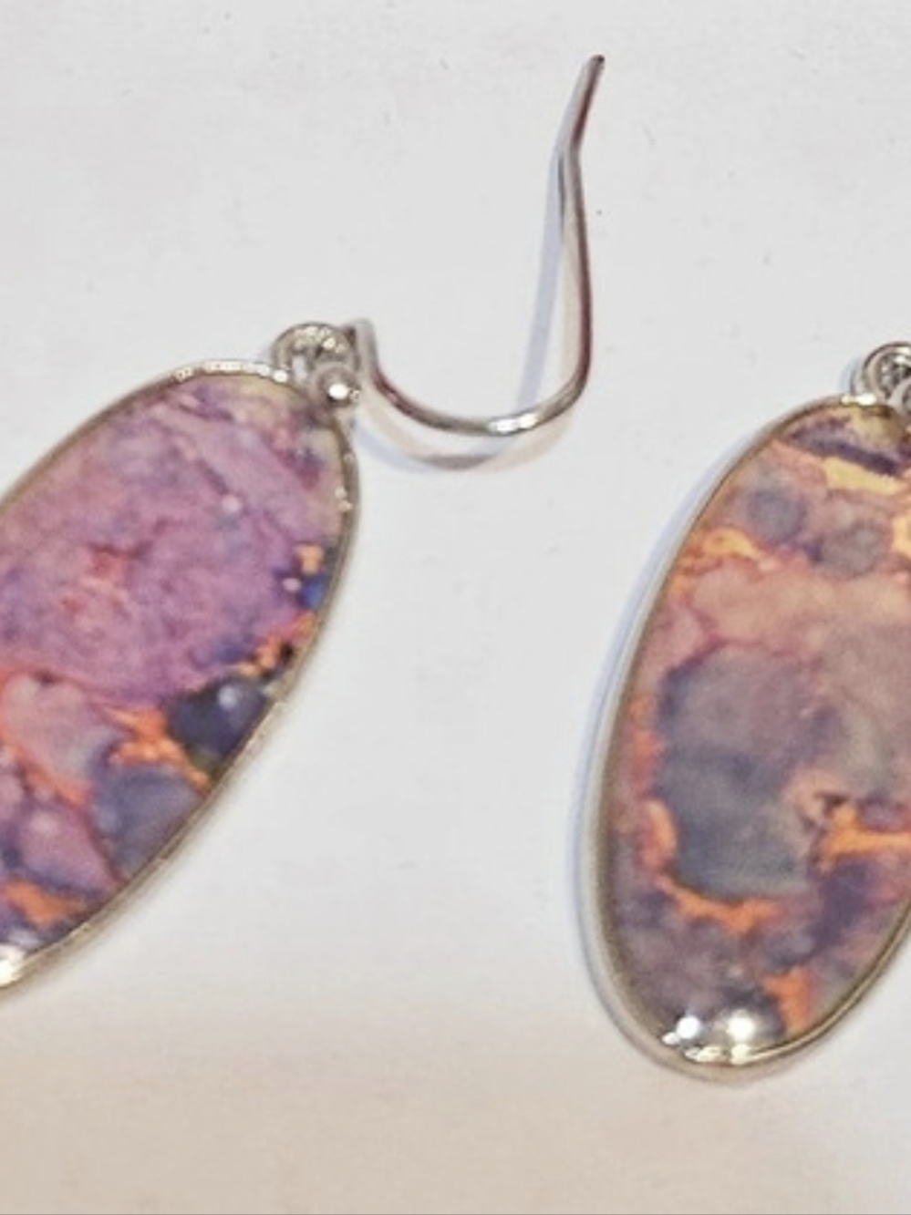 Purple & Brown Stone Drop Earrings Like New